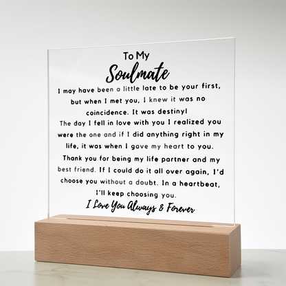 To My Soulmate | Acrylic Square Plaque